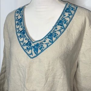 Chico’s Size 3 100% Linen V-Neck Tunic